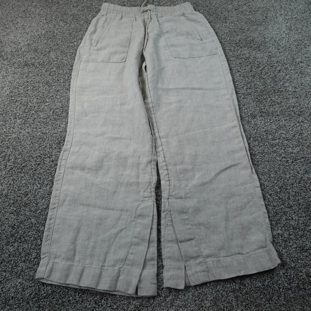 Athleta Pants Womens XS Beige Retreat Linen High Rise Wide Leg Boho Drawstring
